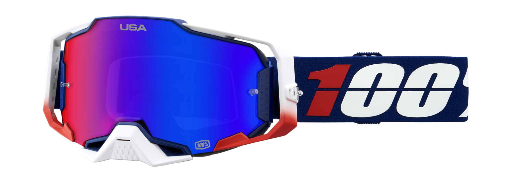 100% Motocross Goggle Armega MXON USA - HiPER Mirror Red / Blue