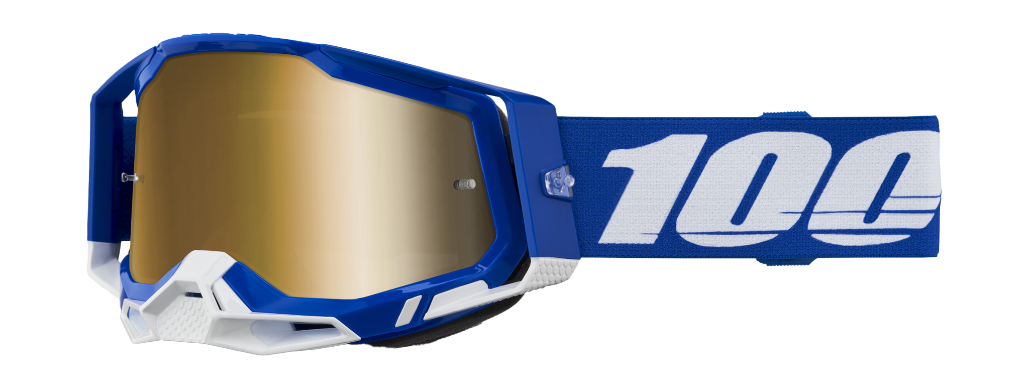100% Motocross Goggle Racecraft 2 Blue - Mirror True Gold