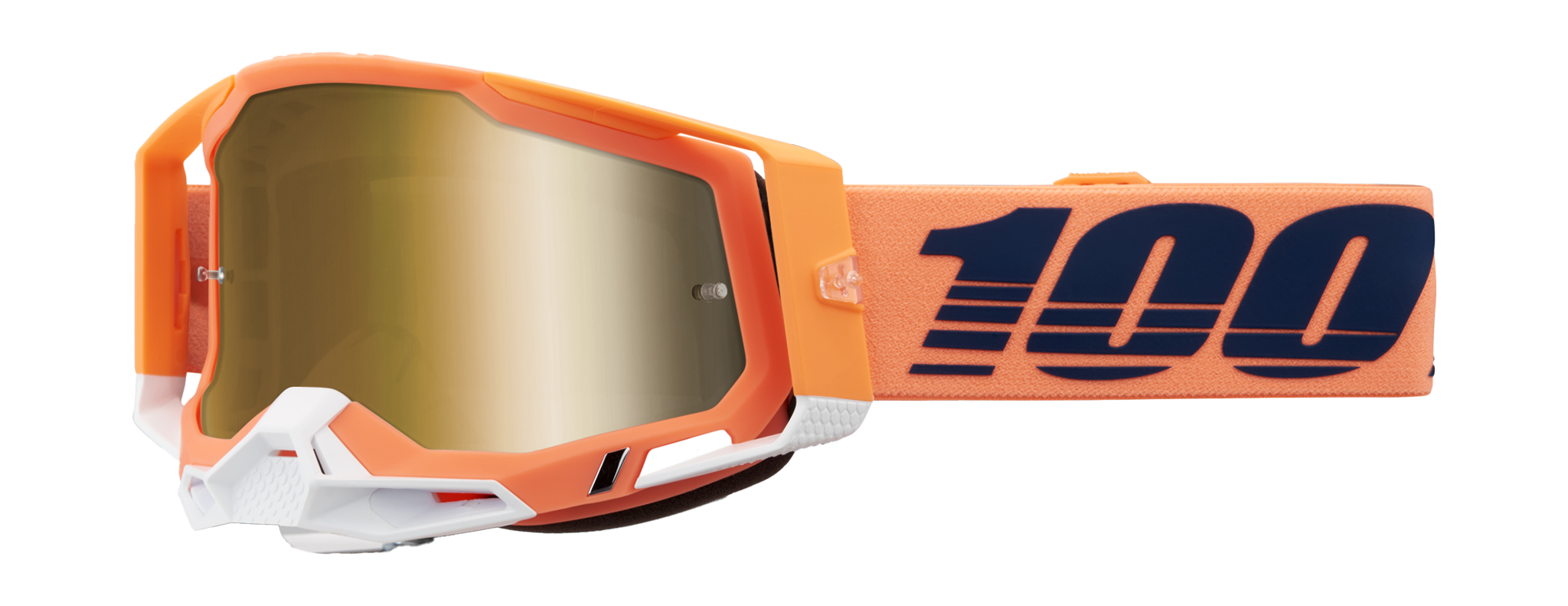 100% Motocross Goggle Racecraft 2 Coral - Mirror True Gold