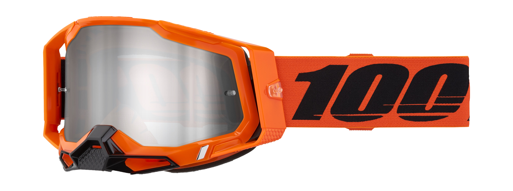 100% Motocross Goggle Racecraft 2 Neon Orange - Mirror Silver Flash
