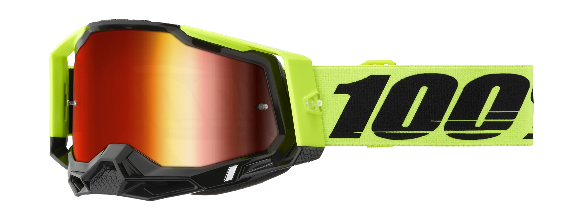 100% Motocross Goggle Racecraft 2 Neon Yellow - Mirror Red