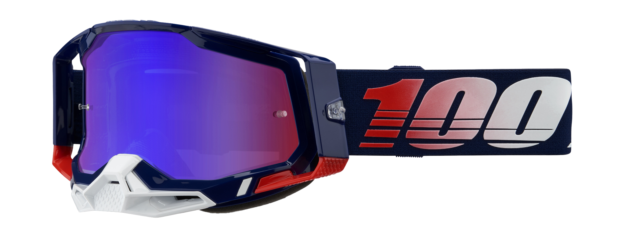 100% Motocross Goggle Racecraft 2 Republic - Mirror Red / Blue