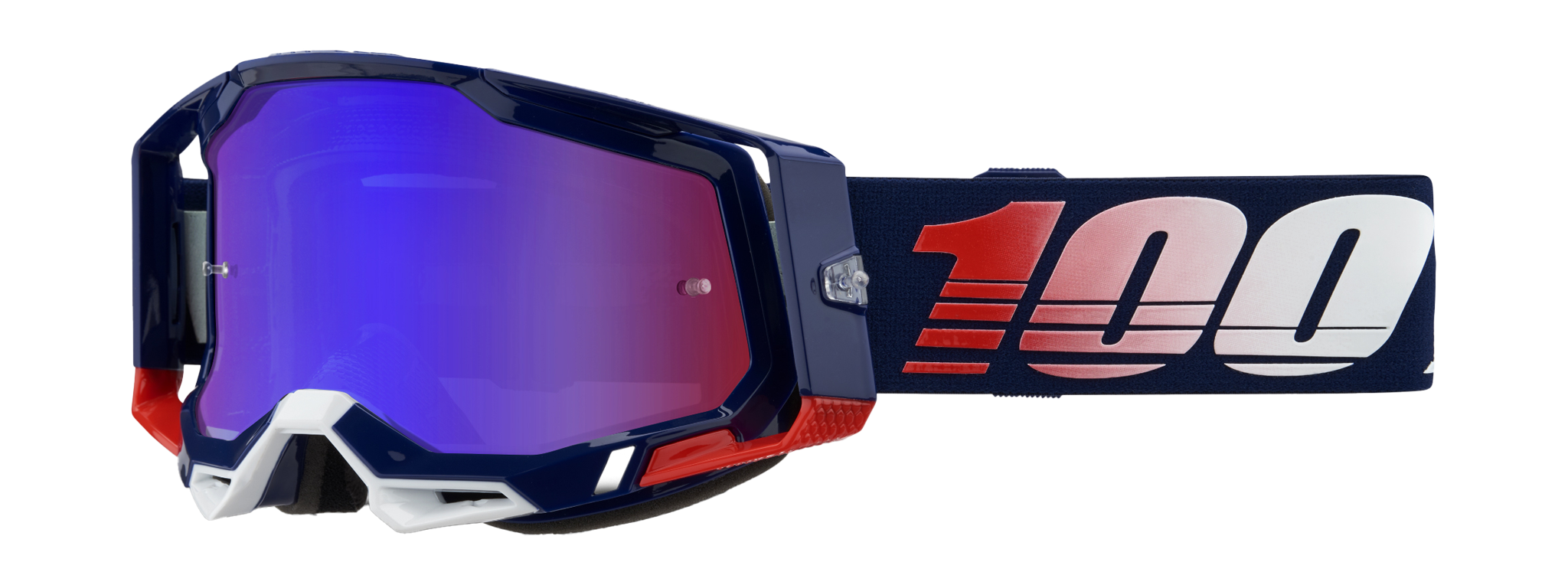 100% Motocross Goggle Racecraft 2 Republic - Mirror Red / Blue