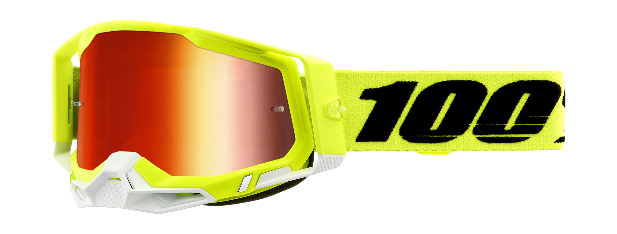 100% Motocross Goggle Racecraft 2 Yellow - Mirror Red