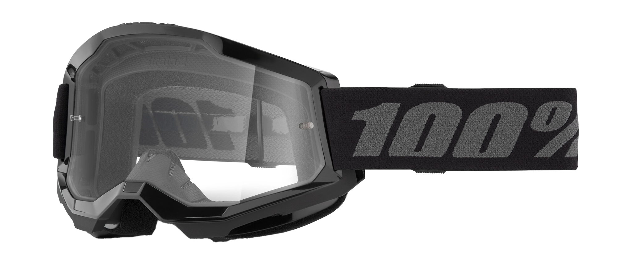 100% Motocross Goggle Strata 2 Black - Clear