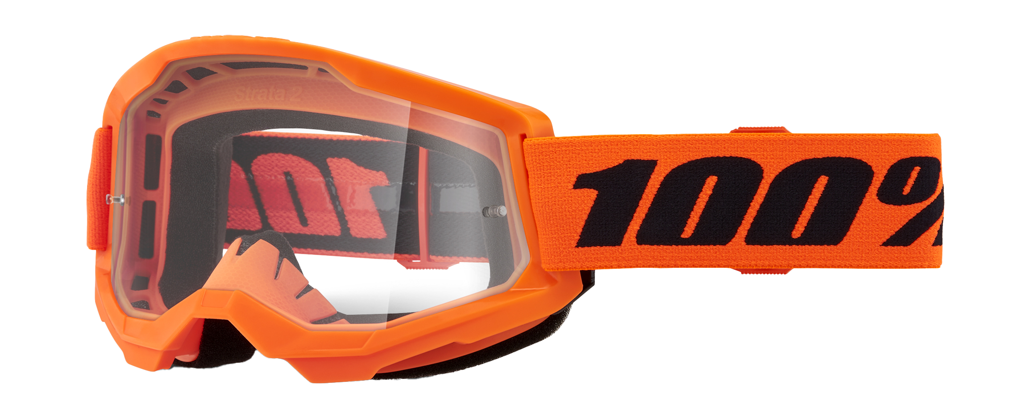 100% Motocross Goggle Strata 2 Neon Orange - Clear