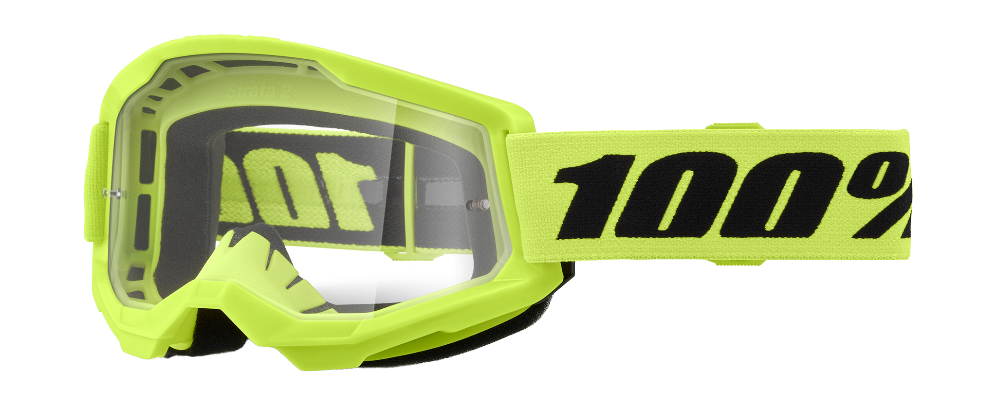 100% Motocross Goggle Strata 2 Neon Yellow - Clear