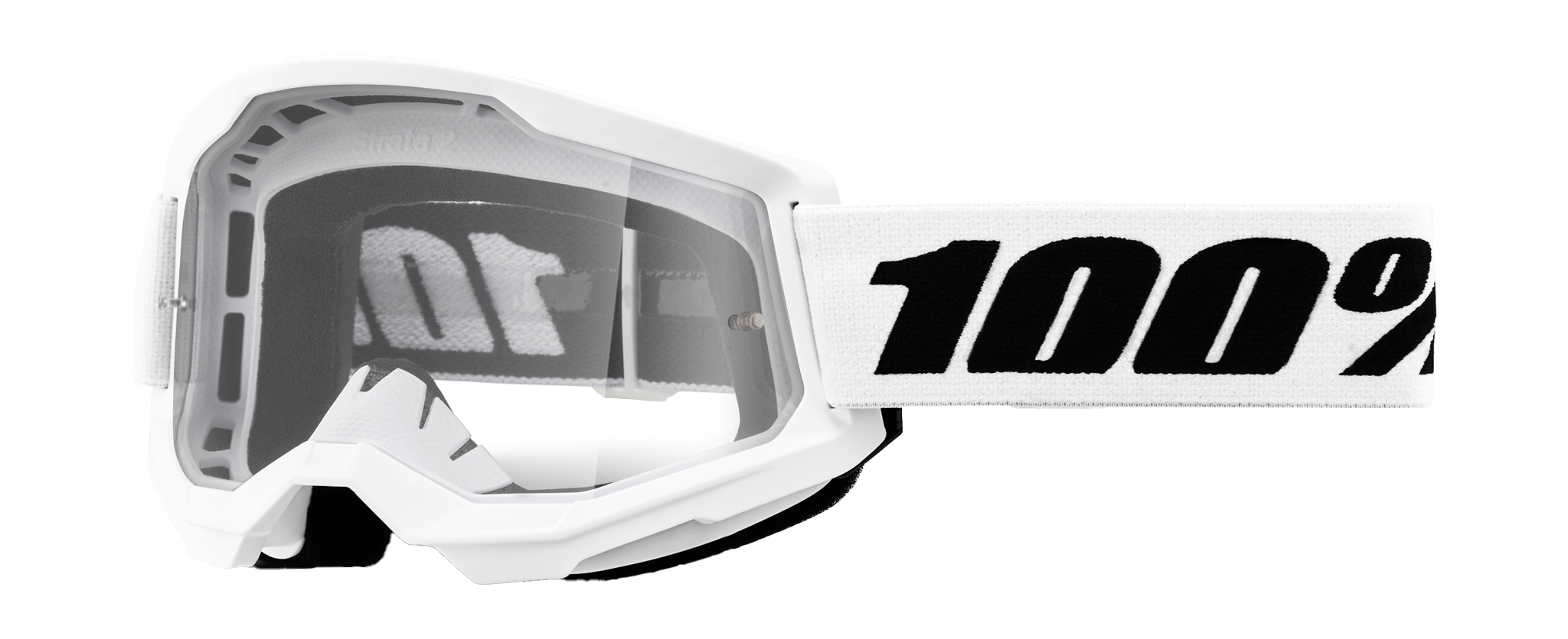 100% Motocross Goggle Strata 2 White - Clear