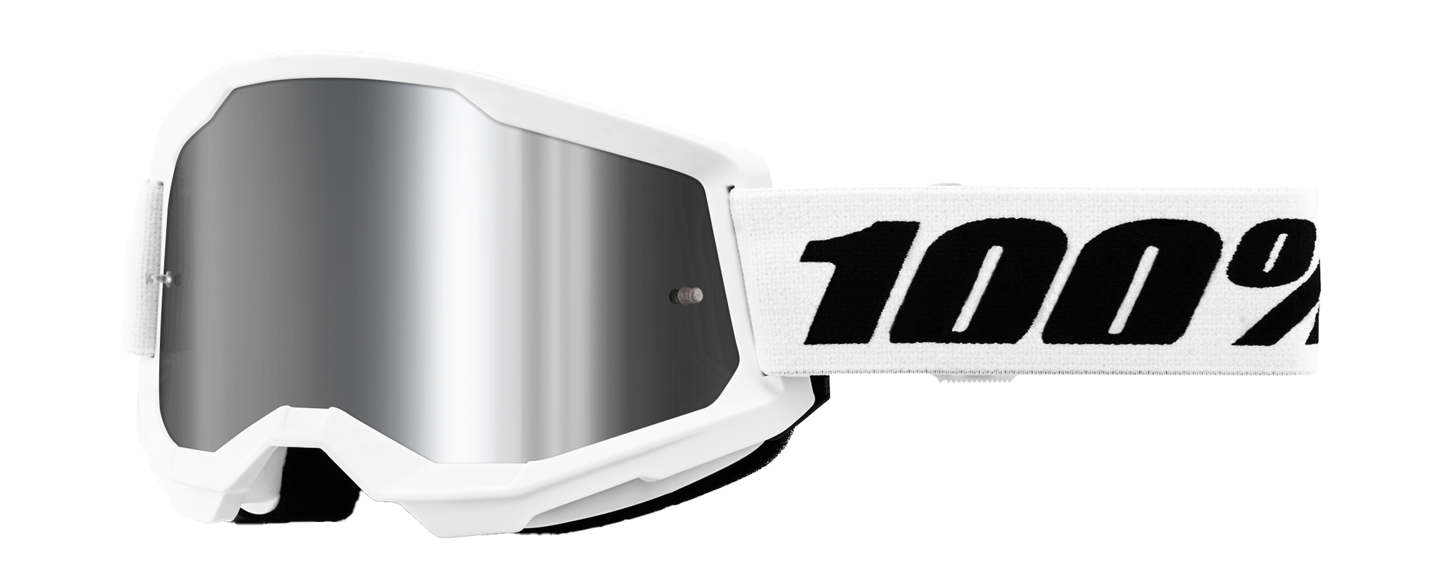 100% Motocross Goggle Strata 2 White - Mirror Silver