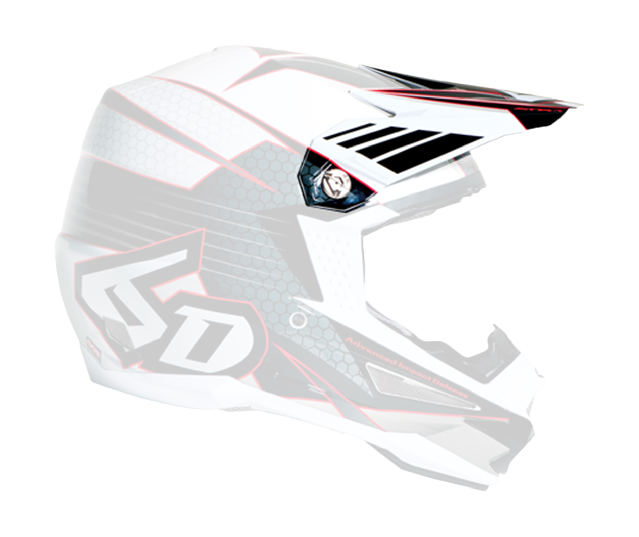 6D Helmet Visor ATR-1 V2 Blade - White / Red