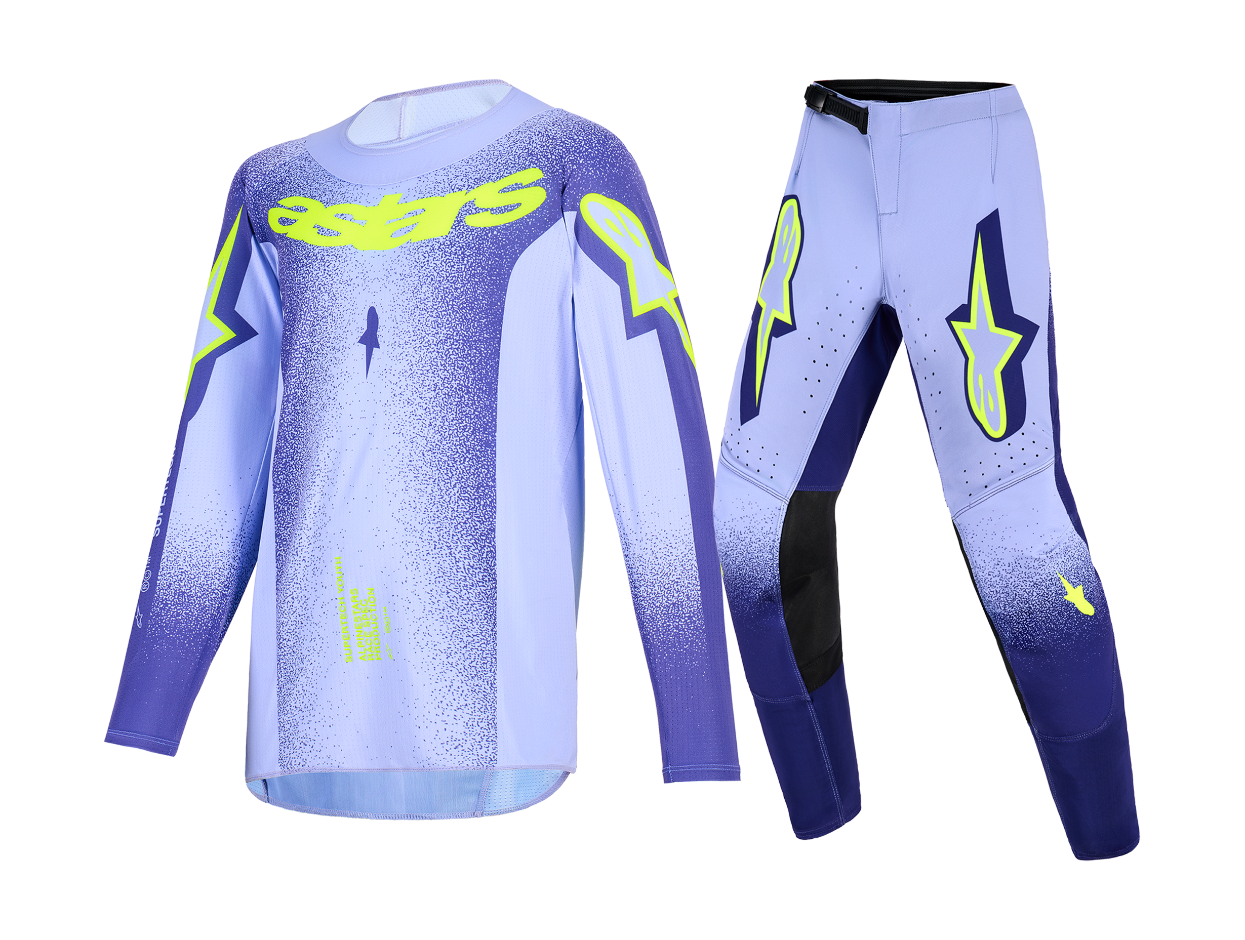 Alpinestars Youth Motocross Gear 2026 Supertech Scenz - Purple / Fluo Yellow