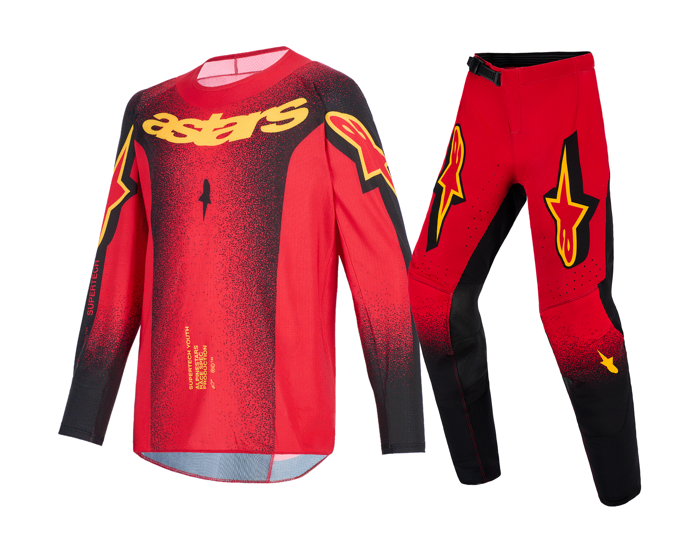 Alpinestars Youth Motocross Gear 2026 Supertech Scenz - Red / Black / Yellow