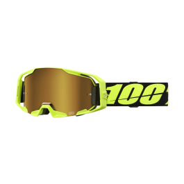 100% Motocross Goggle ARmatic Neon Yellow - Mirror True Gold