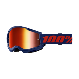 100% Motocross Goggle Strata 2 Navy - Mirror Red
