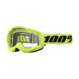 100% Motocross Goggle Strata 2 Neon Yellow - Clear