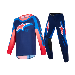 Alpinestars Youth Motocross Gear 2026 Supertech Vista - Dark Navy / Hot Coral / Cobalt
