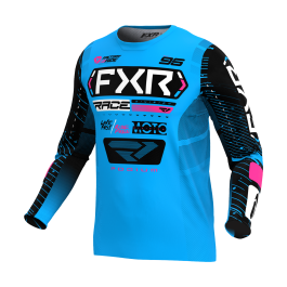 FXR Motocross Jersey Podium - Cyan / Black / Pink