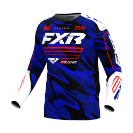 FXR Youth Motocross Jersey Clutch - Blue Camo / Red