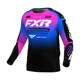 FXR Youth Motocross Jersey Clutch - Black / Blue / Pink