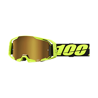 100% Motocross Goggle ARmatic Neon Yellow - Mirror True Gold
