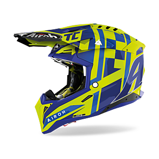 Airoh Motocross Helmet Aviator 3 TC21 - Gloss Fluo Yellow / Blue