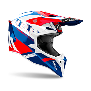 Airoh Motocross Helmet Wraap Feel - Gloss Blue / Red