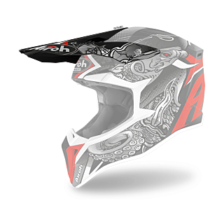 Airoh Helmet Visor Wraap Octopus - Matte Red / Grey