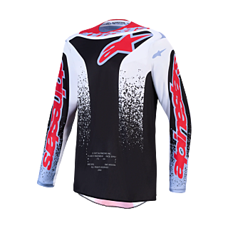 Alpinestars Motocross Jersey 2027 Fluid Drag - Black / White / Light Blue / Fluo Red