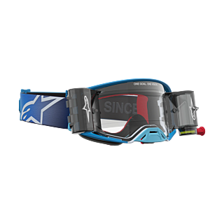 Alpinestars Motocross Goggle Roll-Off Supertech Firma - Blue / Silver - Clear