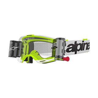 Alpinestars Motocross Goggle Roll-Off Vision 8 Wordmark - White / Fluo Yellow - Clear