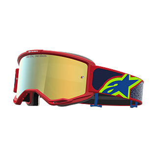 Alpinestars Motocross Goggle Vision 5 Drag - Fire Red / Blue - Mirror Gold