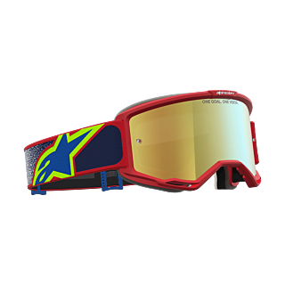 Alpinestars Motocross Goggle Vision 5 Drag - Fire Red / Blue - Mirror Gold