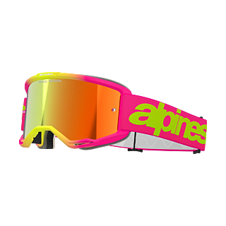 Alpinestars Motocross Goggle Vision 5 Wordmark - Pink / Fluo Yellow - Mirror Red