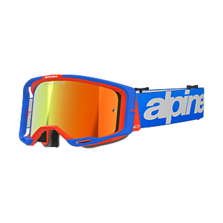 Alpinestars Motocross Goggle Vision 8 Wordmark - Blue / Orange - Mirror Red