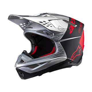 Alpinestars Motocross Helmet S-M10 Flood - Silver / Black / Fluo Orange