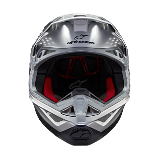 Alpinestars Motocross Helmet S-M10 Flood - Silver / Black / Fluo Orange