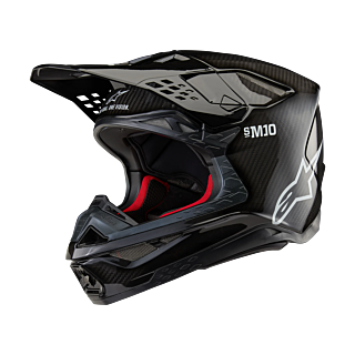 Alpinestars Motocross Helmet S-M10 Solid - Gloss Black / Carbon