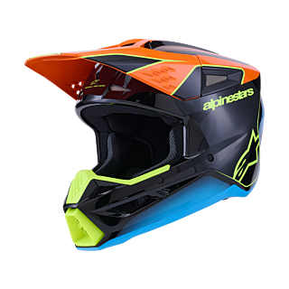 Alpinestars Motocross Helmet S-M3 Fray - Black / Orange / Fluo Yellow