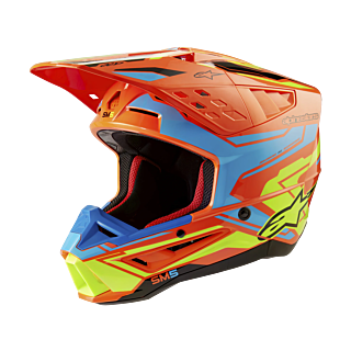 Alpinestars Motocross Helmet S-M5 Action 2 - Gloss Fluo Orange / Cyan / Fluo Yellow