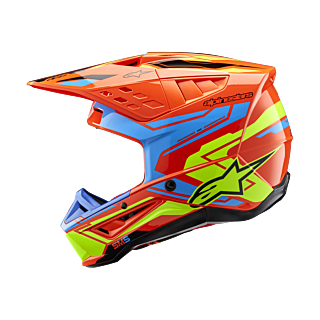 Alpinestars Motocross Helmet S-M5 Action 2 - Gloss Fluo Orange / Cyan / Fluo Yellow