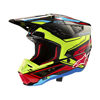Alpinestars Motocross Helmet S-M5 Action 2 - Gloss Black / Fluo Yellow / Red