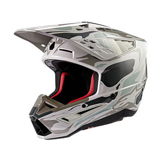 Alpinestars Motocross Helmet S-M5 Mineral - Gloss Grey / Green