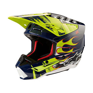 Alpinestars Motocross Helmet S-M5 Rash - Gloss Dark Navy / Fluo Yellow