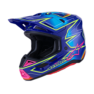 Alpinestars Motocross Helmet S-M7 Cast - Blue / Pink / Fluo Yellow