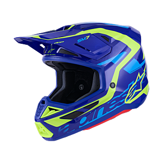 Alpinestars Motocross Helmet S-M7 Deed - Blue / Fluo Yellow
