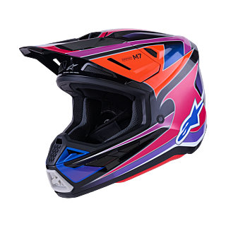 Alpinestars Motocross Helmet S-M7 Fuse - Blue / Purple / Pink