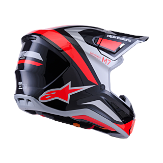 Alpinestars Motocross Helmet S-M7 Rise - Black / Silver / Fluo Red