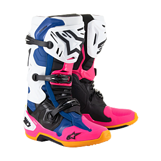Alpinestars Motocross Boots Tech 10 LE Coast - White / Dark Blue / Fluo Pink