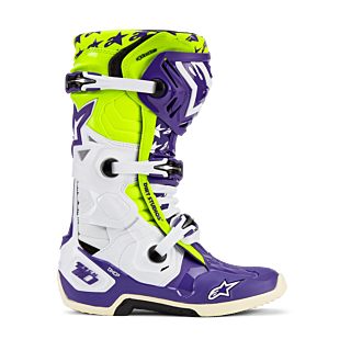 Alpinestars Motocross Boots Tech 10 LE Dirt Studios - White / Purple / Yellow Fluo