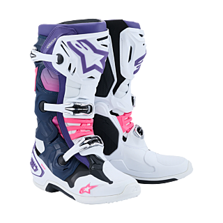 Alpinestars Motocross Boots Tech 10 - White / Violet / Navy / Blue / Fluo Pink